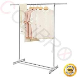 COLIBROX-TM Heavy Duty Stainless Steel Garment Rack Clothes Hanging Drying Display Rail New Bedroom Cloakroom Checkroom Clothes Shoes Organizer Indoor Outdoor Use Hanger