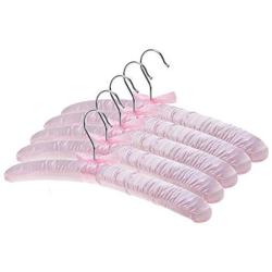 Miyare 5 Pack Satin Padded Hangers,Silk Clothes Rack Sponge Clothes Rack Home Hotel (Pink)