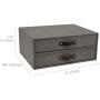 Bigso Birger 2-Drawer Canvas Fiberboard Easy Pull Handle Document Letter Box, 5.7 x 13 x 9.8 in, Grey