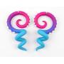 Tentacle Earrings Spiral Octopus Fake Gauges Ear Stud Actual True Tunnels Cheater Stretchers Hangers 2g 0g 00g Real Tapers Piercing Faux Body Jewelry Disney Stretched Lobes Gauged Weights Plugs Goth