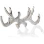 Comfify Vintage Cast Iron Deer Antlers Wall Hooks Antique Finish Metal Clothes Hanger Rack w/Hooks | Includes Screws and Anchors | in Antique White| (Antlers Hook CA-1507-25)