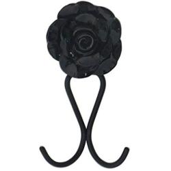 Indianshelf Handmade 1 Artistic Vintage Black Ceramic Rose Clothes Hooks Hangers/Coat Hooks Wall Mounted