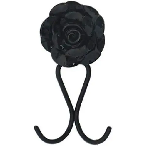 Indianshelf Handmade 1 Artistic Vintage Black Ceramic Rose Clothes Hooks Hangers/Coat Hooks Wall Mounted Indianshelf Handmade 1 Artistic Vintage Black Ceramic Rose Clothes Hooks Hangers/Coat Hooks Wall Mounted