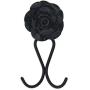 Indianshelf Handmade 1 Artistic Vintage Black Ceramic Rose Clothes Hooks Hangers/Coat Hooks Wall Mounted