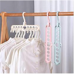 10pcs Random Color Clothes Hangers Multi-Port Support Circle Closet Organizer Home Storage Organization Clothes Drying Multifunction Plastic Rack