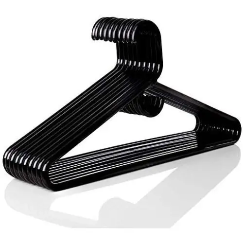 TINEFF Heavy Duty Plastic Hangers. Black Color, 24 Pack. Made in USA TINEFF Heavy Duty Plastic Hangers. Black Color, 24 Pack. Made in USA