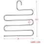CloversStar 1 Pack Stainless Hanger S Type for Pants Trousers Clothes Towel Scarf Space Saving Closet Organizer 5 Layers