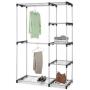 nitipezzo Stylish Extra Storage, Silver Coated Steel Frame Removable Center Bar, Closet Organizer Storage Rack Portable Clothes Hanger Home Garment Shelf Rod G68,