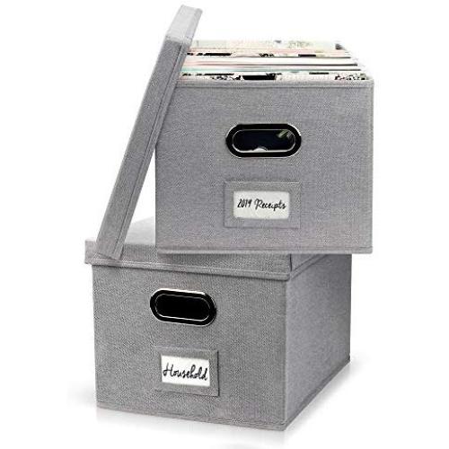 Beautiful File Boxes Organizer - Set of 2 Collapsible Linen File Organizers for Easy File Folder Storage - Store All Your Documents and File Folders in Style Beautiful File Boxes Organizer - Set of 2 Collapsible Linen File Organizers for Easy File Folder Storage - Store All Your Documents and File Folders in Style