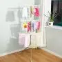 Hershii Foldable Clothes Drying Rack Standing Garment Hanger 3-Tier with 48 Clips and 16 Towels Bars Space Saver for Baby Socks, Saliva Towels, Bibs, Underwear, Gloves, Scarves, Diapers