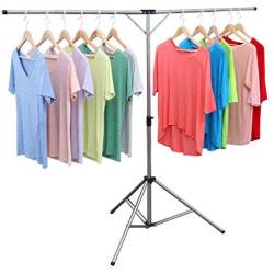 exilot Foldable Portable Space Saving Clothes Drying Rack, Adjustable High Capacity Stainless Steel Laundry Drying Rack