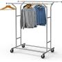 Simple Houseware Heavy Duty Double Rail Clothing Garment Rack, Chrome