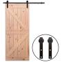 CCJH 6.6FT New Shape Hanger Heavy Duty Sturdy Sliding Barn Door Hardware Kit for Single Wood Door (Pre-drilled Hole‘s Spacer is 16 inch)