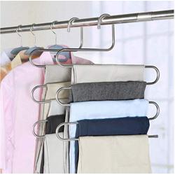 5 Layers S Shape Multifunctional Clothes Hangers Pants Storage Hangers Cloth Rack Multilayer Storage Cloth Hanger 5PC
