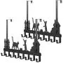 Oak Leaf 2-Pack Over The Door Hook Hanger with Cute Cat Design, Dual Mounted Coat Rack Organizer for Coat, Hat, Clothes, 8-Hooks, Black