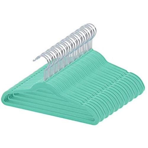 TQVAI 50 Pack Kid Velvet Clothes Hangers Non Slip Space Saver, Mint Green