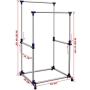 SONGMICS Double Rod Garment Clothing Rack, Rolling Clothes Racks, Hanging Rail on Wheels, Blue ULLR03B