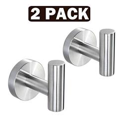 UMIRIO Single Robe Hook Brushed Nickel Bath Towel Hook Coat Hook Towel Holder for Shower Hanging Hook Heavy Duty Bathrobe Wall Hanger Kitchen Utensil Hanger Home Organizer 2 Pack，Wall Mounted