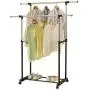 Black & Silver Portable Rolling Adjustable Clothes Rack Double Rail Hanging Garment Bar Heavy Hanger Space Saving Design Compact Durable