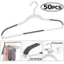 SUPER DEAL Non Slip Hangers Rubber Coating Clothes Hangers with 360°Swivel Hook, Easy Slide for Shirt, Tie, Pant, Skirt, Blouses, Scarf, Strong Enough for Coat, 50PCS