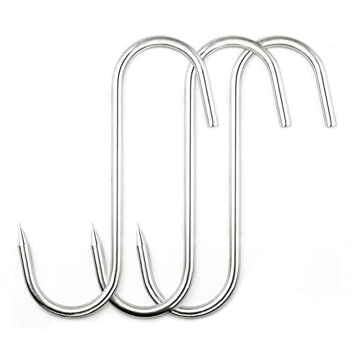 ZUZZEE 10 Inch Meat Hooks 10mm Heavy Duty S-Hooks Stainless Steel Butcher Hooks Meat Processing for Smoker Poultry Hanging BBQ Grill Cooking Hook Tool (3 Pack) ZUZZEE 10 Inch Meat Hooks 10mm Heavy Duty S-Hooks Stainless Steel Butcher Hooks Meat Processing for Smoker Poultry Hanging BBQ Grill Cooking Hook Tool (3 Pack)