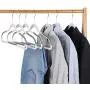 ZENY 100 Pack Plastic Coat Hangers, Space Saving Clothes Hanger with Non-Slip Stripe and 360° Swivel Hooks, 0.2& Thickness, Gray ZENY 100 Pack Plastic Coat Hangers, Space Saving Clothes Hanger with Non-Slip Stripe and 360° Swivel Hooks, 0.2& Thickness, Gray