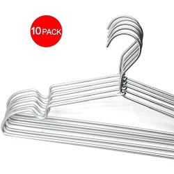 KOOBAY 16.5" Non-Slip Silver Aluminium with PVC-Coated and notches Metal Top Clothes Garment Dress Shirt Coat Hanger for Closet Organizer W Notches (10)