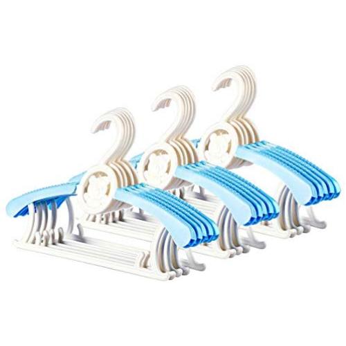 Fcoson Baby Size Hanger Set Kids Velvet Hangers 15 Pack No-Slip Space Saving Clothes Hangers for Babies Toddler Children Youth Blue