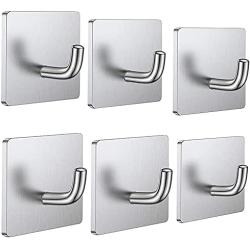 Self Adhesive Hooks 6PCS Heavy Duty Stick Stainless Steel Hooks