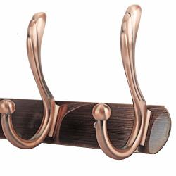 WEBI Wall Mounted Coat Rack with 4 Hooks for Hanging Coats,Coat Hanger Wall Mount Hook Rack Hook Rail Hat Rack for Wall,Jacket,Clothes,Antique Copper,2 Packs