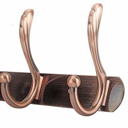 WEBI Wall Mounted Coat Rack with 4 Hooks for Hanging Coats,Coat Hanger Wall Mount Hook Rack Hook Rail Hat Rack for Wall,Jacket,Clothes,Antique Copper,2 Packs