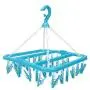 Sugoyi Clothes Hanger Rack, 32 Clips Folding Clothes Hanger Dryer Socks Underwear Drying Rack for Household(Blue)