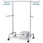 Tatkraft Bull Heavy Duty Adjustable Clothes Rail, Easy to Assemble, Durable Hanger on Wheels, Adjustable Height, Integrated Shoe Rack, Made of Chromed Steel