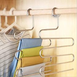 KIPB 5 Layers S Shape Multifunctional Clothes Hangers Pants Storage Hangers Cloth Rack Multilayer Storage Cloth Hanger 1PC