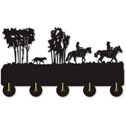 XIAMUXI Riding and Wolf Wooden Hanger Unique Gift Clothes Hat Key Hook/Coat Rack/Wall Hook Home Decoration Wall Stickers Kitchen Bathroom Towel Hook,Black