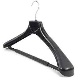 HANGERWORLD 10 Black 17.8inch Plastic Coat Clothes Garment Pant Skirt Bar Hangers 2.36inch Broad Shoulder Support