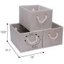 JS HOME Foldable Basket Organizer Bin, Polyester Storage Boxes with Strong Cotton Rope Handle, Grey, Jumbo, 3-Pack