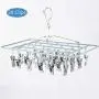 PeiQiH Hanging Drying Rack Clothes Hangers, 360掳 Swivel Hook 28 Clips for Drying Socks Baby Clothes Bras Towel Underwear Scarf Pants Gloves-gray-28 Clips 43.5x27x28cm