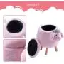 TREXM Have-Fun Series Upholstered Ride-on Storage Ottoman Footrest Stool with Vivid Adorable Animal Shape Storage Box,Pink Sheep, Gray