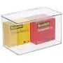 mDesign Plastic Office Storage Bin with Lid - Holds Note Pads, Gel Pens, Staples, Dry Erase Markers, Envelopes, Tape - 7" Long, 2 Pack - Clear