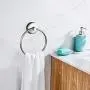 JOMOLA Vacuum Suction Cup Towel Ring Washcloth Holder for Bathroom Shower Drill Free Kitchen Sink Hand Towel Round Holder Storage Hanger Stainless Steel Brushed Finish
