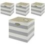 Posprica Storage Bins Storage Cubes, 13×13 Fabric Storage Boxes Foldable Baskets Containers Drawers for Nurseries,Offices,Closets,Home Décor - 4pcs,Grey-White Striped