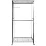 Hommoo Clothes Hanger Garment Rack Adjustable Metal Garment Rack Double Rod Rolling Closet Organizer Shelf with Lockable Wheels,Black