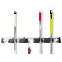 Freye Adjustable Aluminum Broom and Mop Holder with 4 Position and 5 Hangers 52cm Kitchen and Garage Storage and Organizer Rack, Hooks for Family, Wall Mounted- Easy to Install