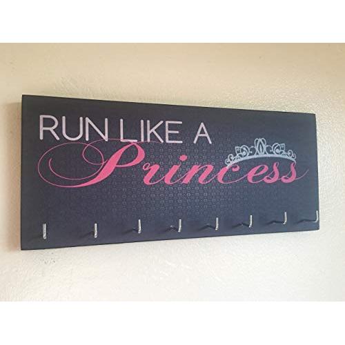 Race Medal Holder/Running Medal Hanger - RUN LIKE A PRINCESS. Wood Wall Mounted Medal Organizer