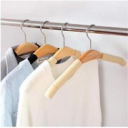 10pcs Random Color Beige Black Anti-Slip Sponge Padded Wooden Hanger for Clothes Coats Shirts