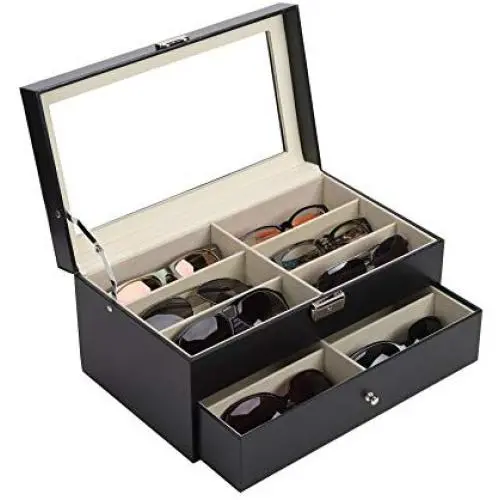 CO-Z Sunglasses Organizer for Women Men, Multiple Eyeglasses Eyewear Display Case, Leather Multi Sunglasses Jewelry Collection Holder with Drawer, Sunglass Glasses Storage Boxes with 12 Compartments CO-Z Sunglasses Organizer for Women Men, Multiple Eyeglasses Eyewear Display Case, Leather Multi Sunglasses Jewelry Collection Holder with Drawer, Sunglass Glasses Storage Boxes with 12 Compartments