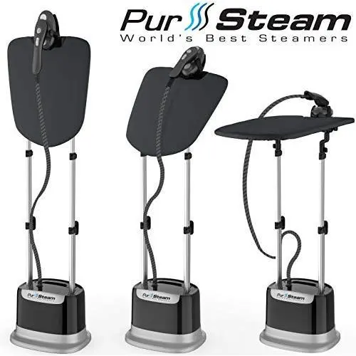 Professional Series Garment Steamer for Clothes Dual-Pro Iron & Pressurized with Heavy Duty 1800 Watt Power and a Large Water Tank, Built-in Ironing Board and Deluxe Garment Hanger