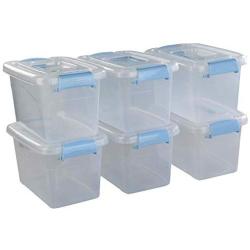 Doryh 5 L Plastic Storage Bin with Lid, Clear Transparent Boxes with Handles Set of 6