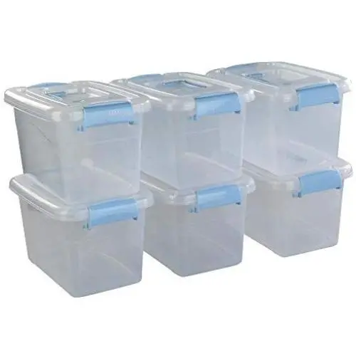 Doryh 5 L Plastic Storage Bin with Lid, Clear Transparent Boxes with Handles Set of 6 Doryh 5 L Plastic Storage Bin with Lid, Clear Transparent Boxes with Handles Set of 6